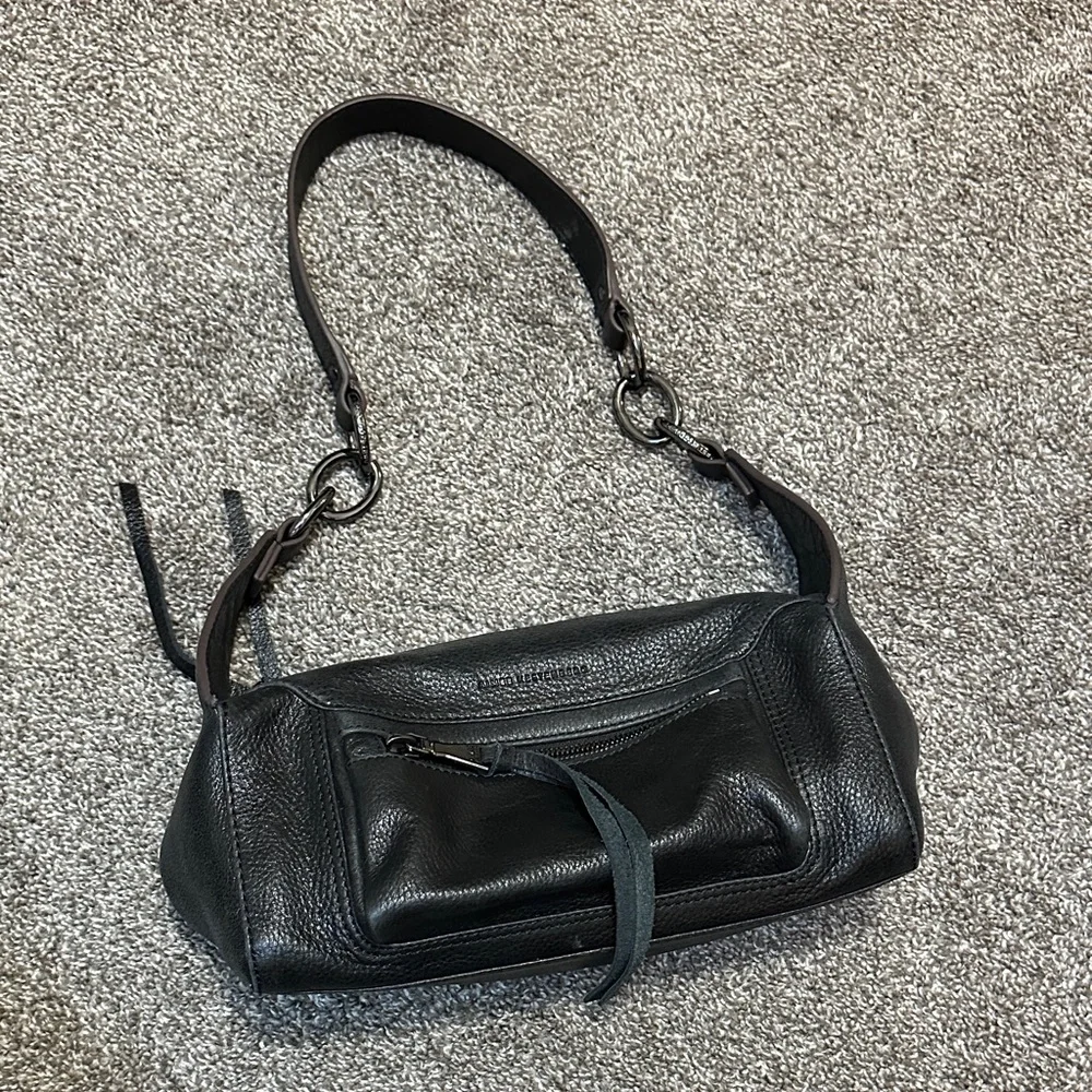 Aimee Kestenberg Bleecker Black Shimmer Leather Shoulder Bag - Picture 1 of 12